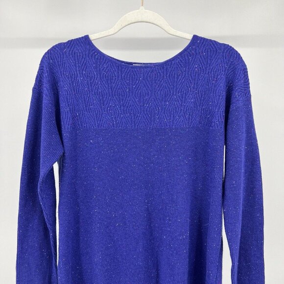 TALBOTS Sweater M Purple Confetti Knit Textured Round Neck Pullover Size Medium‎ - Picture 5 of 11